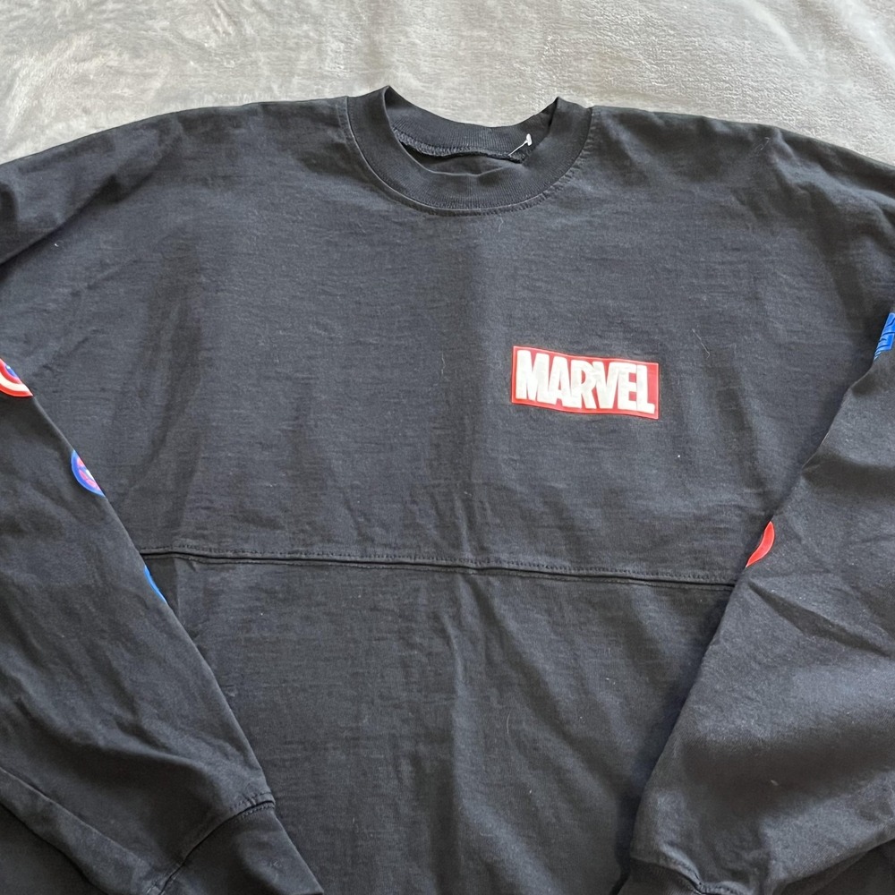 Marvel Shirt Mens Small Black Disney Spirit Jersey Long Sleeve Avengers Logos - Picture 2 of 13